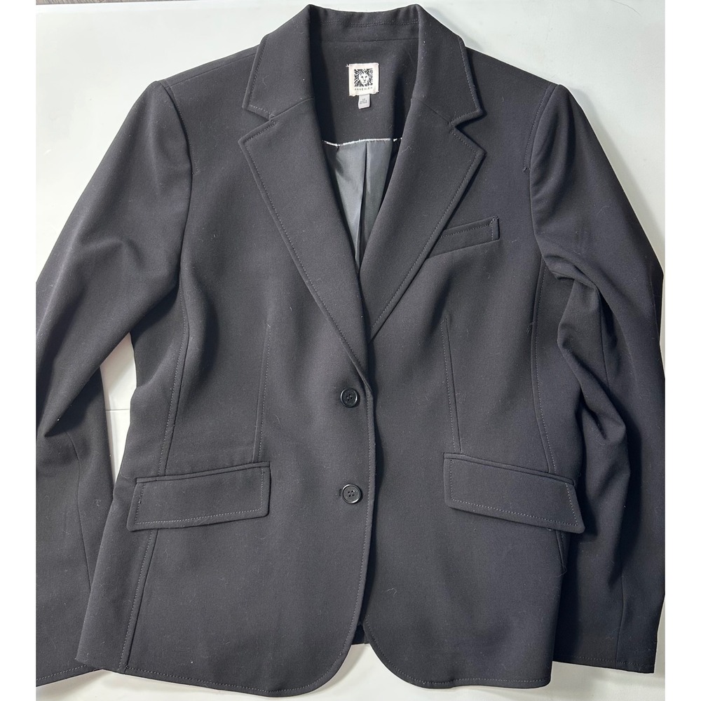 Anne Klein Womens Black Two Button Tailored Blazer Jacket Size 10